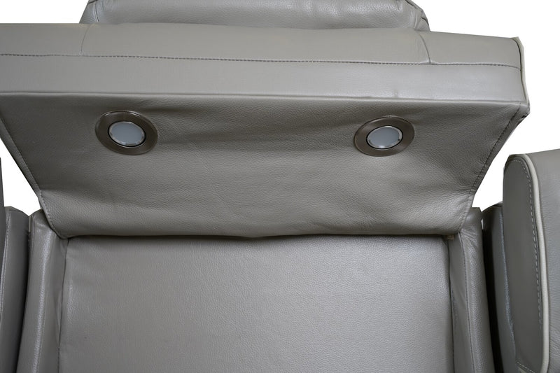 Sofa de massage à inclinaison électrique Elite de 86 po en cuir véritable avec son immersif et appuie-têtes électriques - mastic