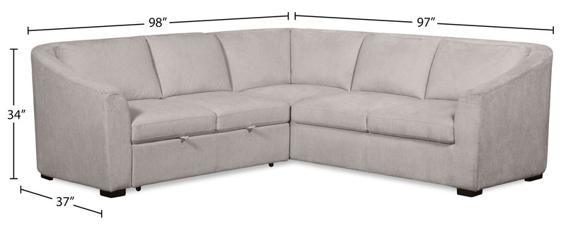 Sofa-lit sectionnel de gauche Envy 2 pièces en tissu de chenille - gris brouillard