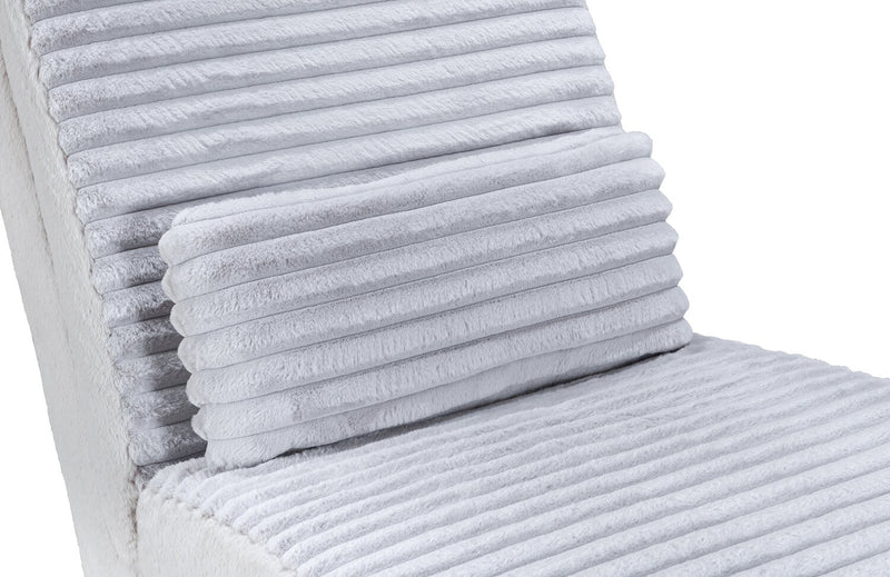 Fauteuil long de détente Cleo de 26 po en tissu de fausse fourrure très douce avec coussin décoratif - gris clair