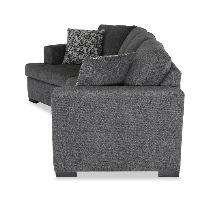 Sofa-lit sectionnel enveloppant de gauche Legend 2 pièces fabriqué au Canada en tissu de chenille - gris poivre