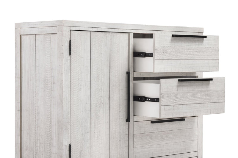 Commode verticale de chambre à coucher Haven de 48 po (L) x 48 po (H) à 4 tiroirs avec armoire de rangement - blanche