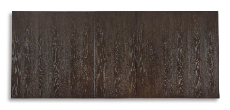 Table de salle à manger Metro de 72 po à 90 po (L) avec rallonge et base à tréteaux - brune