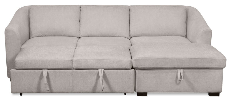 Sofa-lit sectionnel de droite Envy 2 pièces en tissu de chenille avec fauteuil long de rangement - gris brouillard