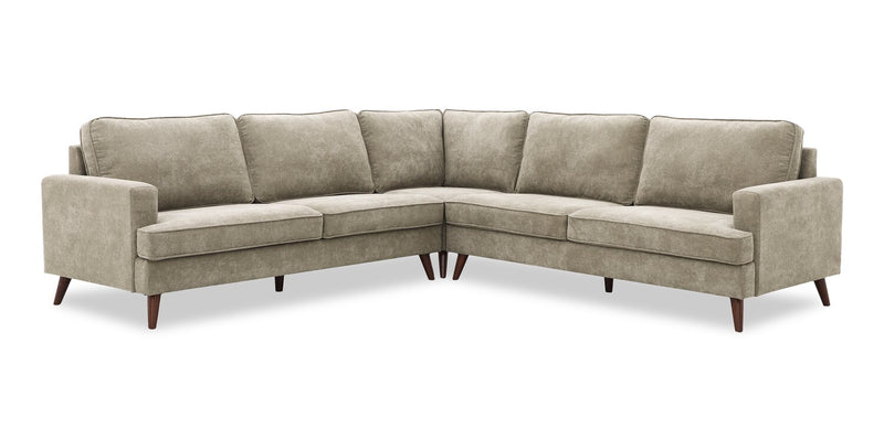Sofa sectionnel en forme de V Kira 3 pièces en tissu - gris