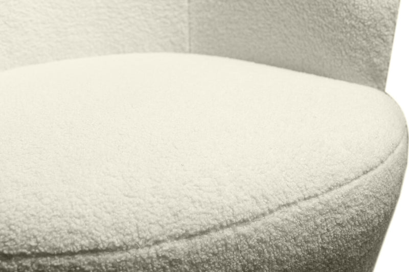 Fauteuil d’appoint pivotant courbé Ivie de 28,7 po en tissu de chenille bouclé - blanc