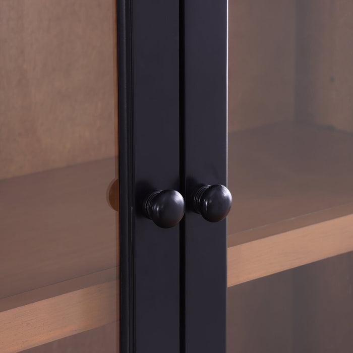 Armoire vitrée arquée Aeris de Kort & Co. avec portes en verre - noir mat et chêne naturel 