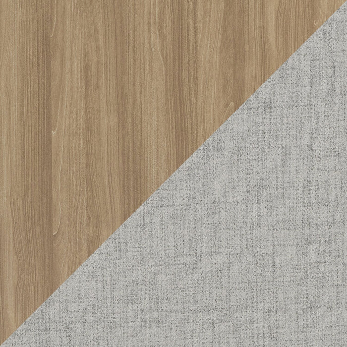 Ensemble de salle à manger Cove 6 pièces en mélamine avec table de 66 po (L), tiroirs de rangement, banc et 4 chaises - naturel et gris