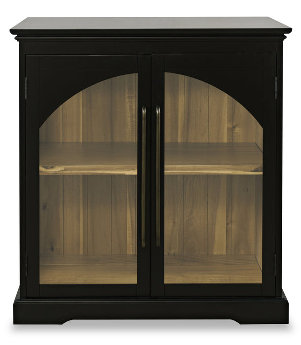 Armoire décorative Twyla en bois massif avec portes arquées - noire