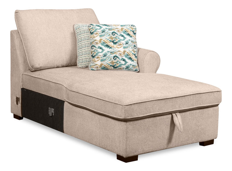 Sofa-lit sectionnel enveloppant de gauche Haven de Scott Living 3 pièces en tissu de chenille avec rangement - taupe 