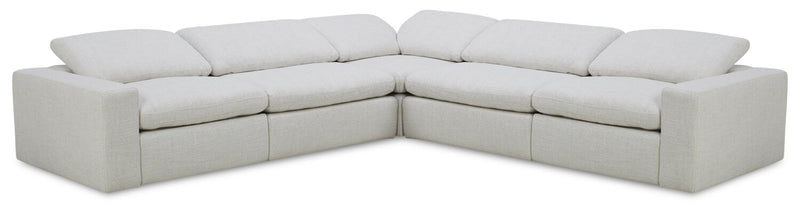 Sofa sectionnel à inclinaison électrique modulaire Sky 5 pièces en tissu avec coussins amovibles en duvet et plumes - blé Nathan