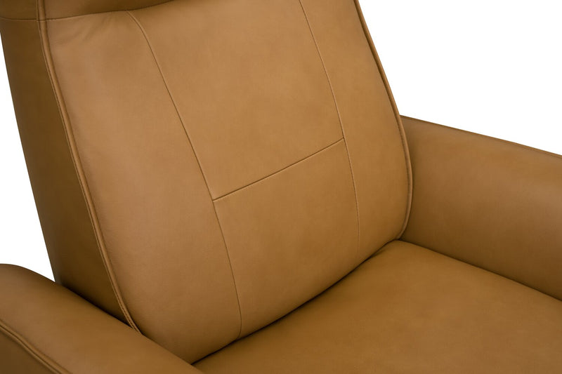 Fauteuil de massage à inclinaison électrique Serene de 31 po en cuir véritable avec appuie-tête électrique et siège chauffant - tan