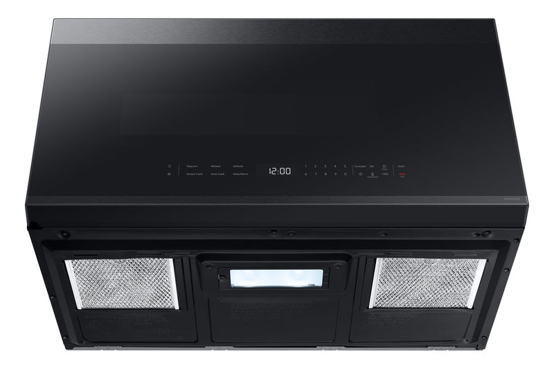 Four à micro-ondes à hotte intégrée Samsung de 2,1 pi³ avec 400 pi³/min et commandes tactiles en verre - noir mat - ME21DG6500MTAC