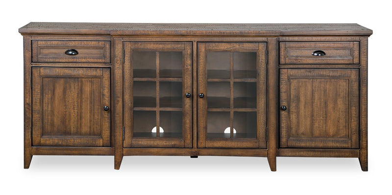 Meuble pour téléviseur traditionnel Wesley de 80 po avec rangement et système de gestion des câbles pour téléviseurs jusqu’à 85 po - muscade grillée