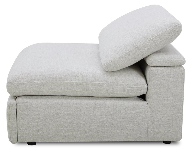 Fauteuil sans accoudoirs à inclinaison électrique modulaire Sky de 44 po en tissu avec coussins en duvet et plumes - blé Nathan