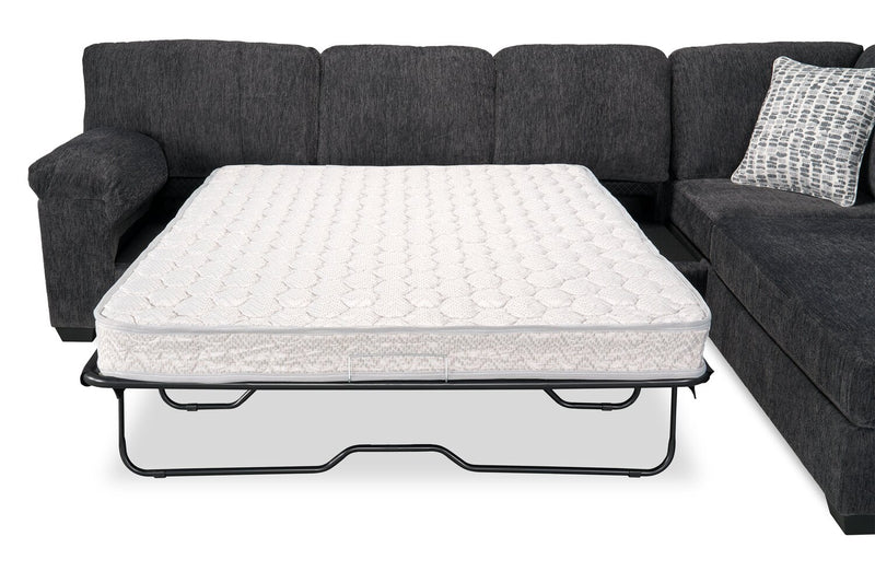 Sofa-lit sectionnel de droite Morgan 2 pièces fabriqué au Canada en tissu de chenille avec coussins décoratifs - gris