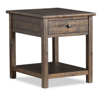 Table de bout Edwin de 22 po en pin champêtre avec rangement - brun champêtre