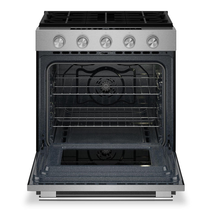 Cuisinière intelligente à gaz encastrée KitchenAid de 5,0 pi3 et de 30 po avec modes par convection - acier inoxydable résistant aux traces de doigts - KSGS330SPS
