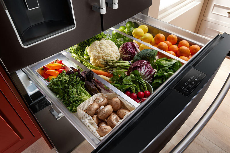 Réfrigérateur KitchenAid de 26,2 pi³ et de 36 po à portes françaises - acier inoxydable noir - KRMF536RBS