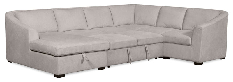 Sofa-lit sectionnel de gauche Envy 5 pièces en tissu de chenille avec fauteuil long de rangement - gris brouillard