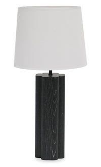 Lampe de table Nash de 28,7 po avec abat-jour en lin - chêne noir