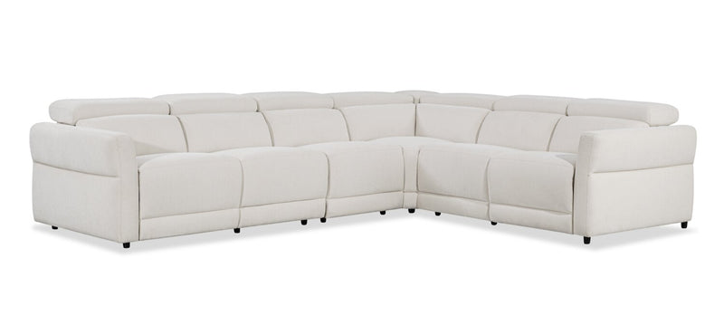 Sofa sectionnel à inclinaison électrique Aspen de Cindy Crawford Home 4 pièces avec fauteuil sans inclinable - albâtre