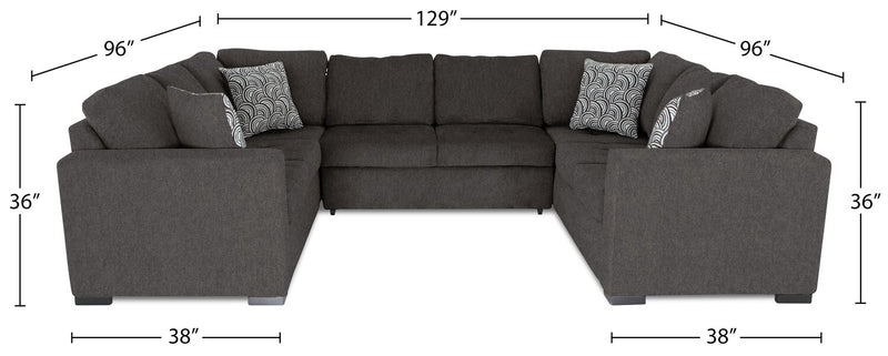 Sofa-lit sectionnel Legend 3 pièces fabriqué au Canada en tissu de chenille - brun étain