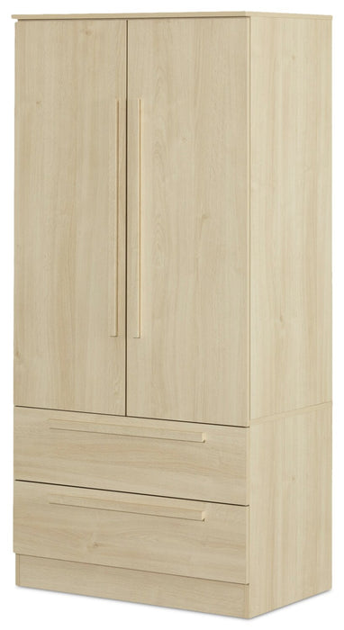 Commode verticale Alex de 33 po (L) x 68,5 po (H) à 2 tiroirs avec armoire de rangement pour la chambre à coucher - naturelle