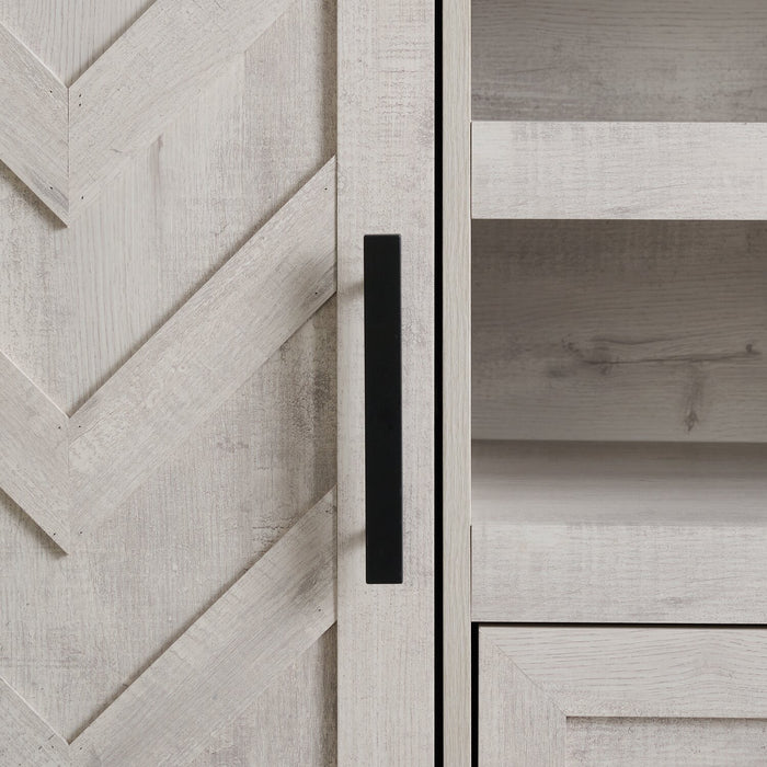 Meuble pour téléviseur moderne Scott Living Hayward de 70 po avec rangement et système de gestion des câbles pour téléviseurs jusqu’à 75 po - blanc