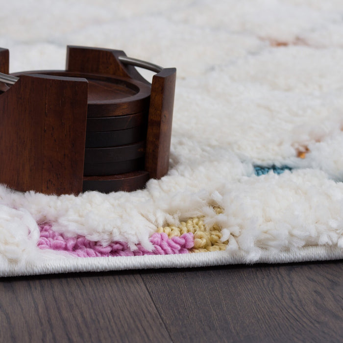 Carpette à poil long Robin multicolore à motif marocain - 6 pi 7 po x 9 pi 6 po