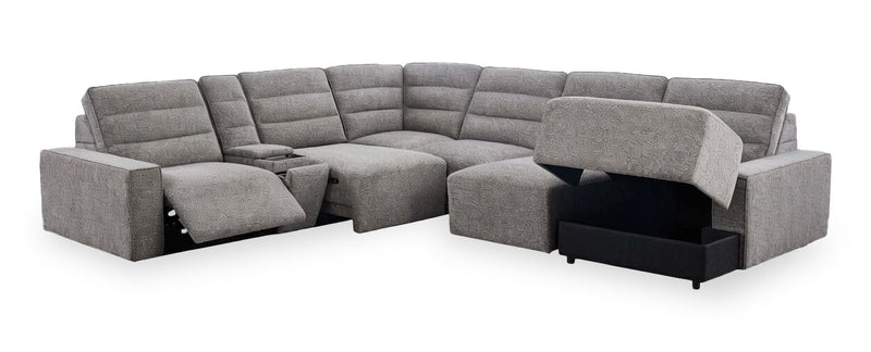 Sofa sectionnel de droite Prestige de Shaquille O’Neal Home 7 pièces avec inclinaison et coulissement électrique - gris