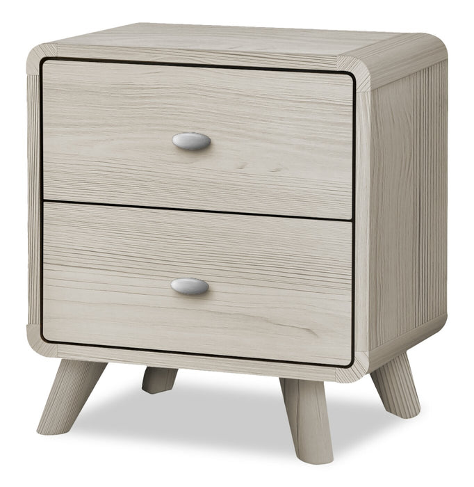 Ensemble de chambre à coucher de style moderne du milieu du 20e siècle Cami 6 pièces en chêne gris avec lit, commode - format grand lit