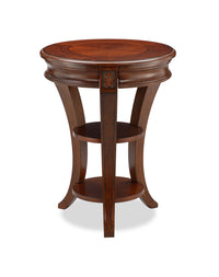  Table de bout ronde traditionnelle Kerwin de 20 po avec tablettes - cerisier