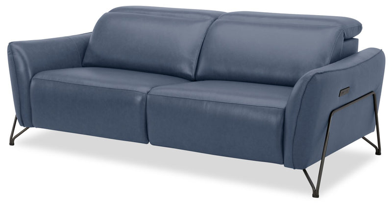 Sofa à inclinaison électrique Riviera en cuir véritable de qualité supérieure - bleu