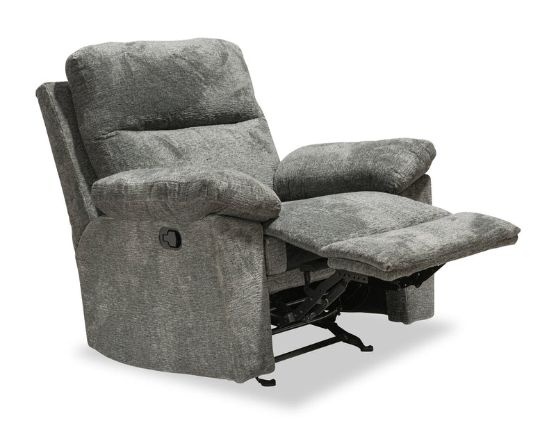 Fauteuil coulissant inclinable Oliver de 40 po fabriqué au Canada en tissu de chenille - gris étain Addison