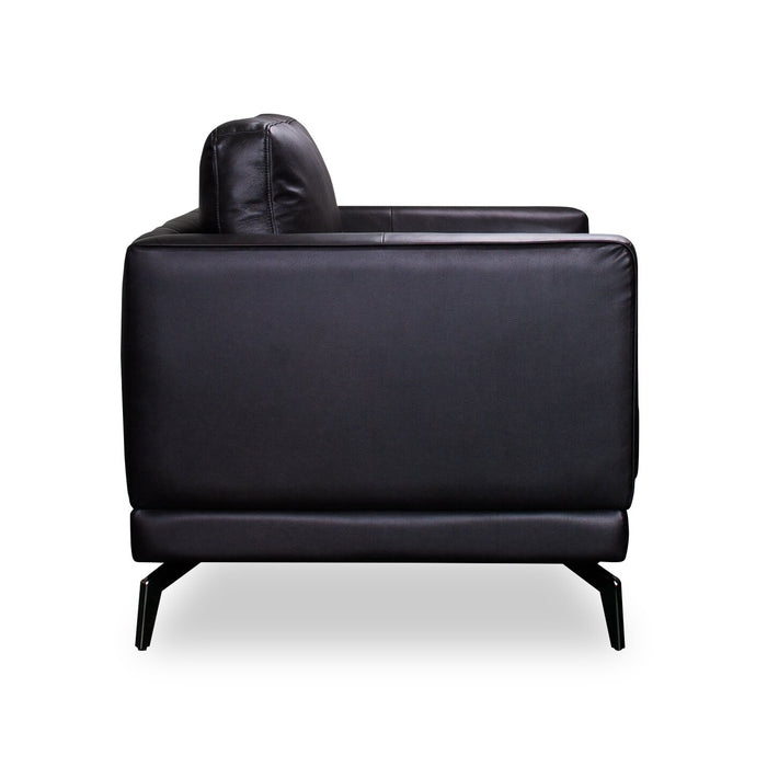 Fauteuil Melrose de 36,5 po en cuir véritable de qualité supérieure avec pattes en métal - noir