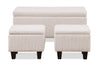 Ensemble de 3 poufs de rangement Marlow de 19.5 po - beige