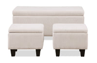  Ensemble de 3 poufs de rangement Marlow de 19.5 po - beige