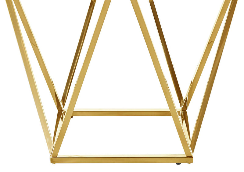 Table de bout carrée moderne Amanda de 21,5 po - dessus en marbre blanc avec base en métal doré