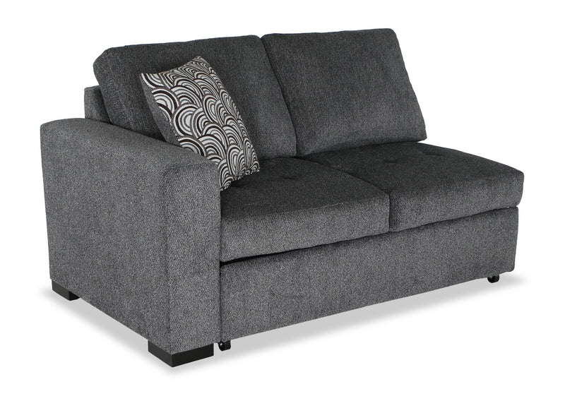 Sofa-lit sectionnel enveloppant de droite Legend 2 pièces fabriqué au Canada en tissu de chenille - gris poivre