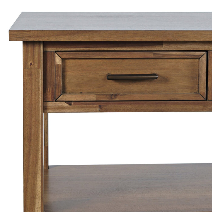 Table de salon rustique Nathan de 50 po avec rangement et tablette - brun clair