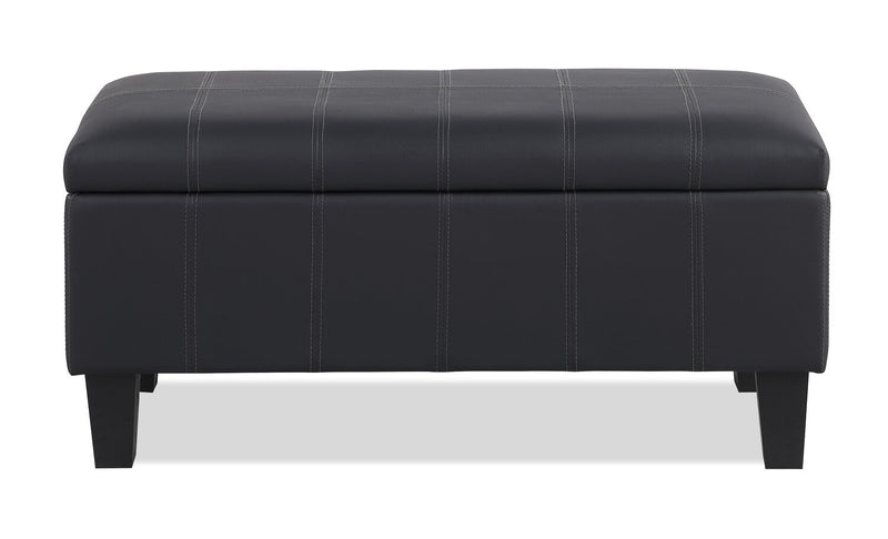 Pouf de rangement James de 39,25 po en similicuir - noir