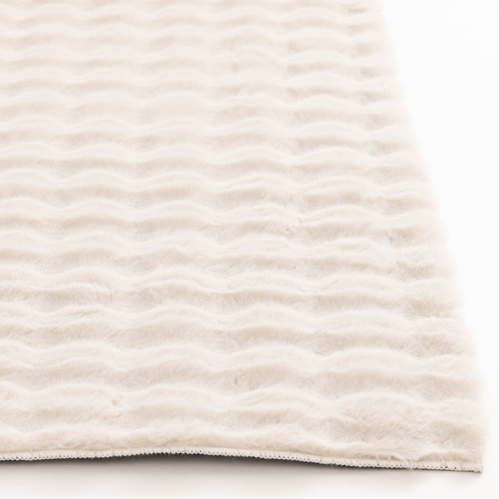 Carpette Dream Step à bulles en fausse fourrure ivoire avec mousse à mémoire de forme - 7 pi x 10 pi