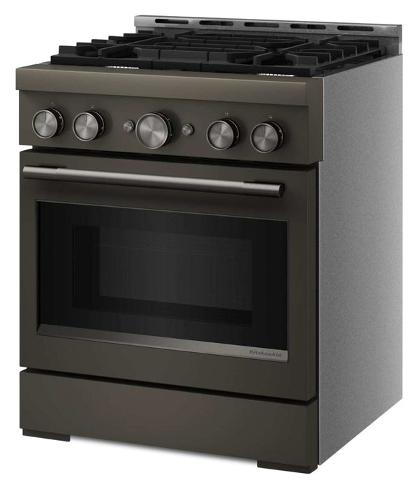 Cuisinière à gaz KitchenAid de 4,1 pi3 avec mode de friture à air sans préchauffage - minerai noir - KFGS930SBE