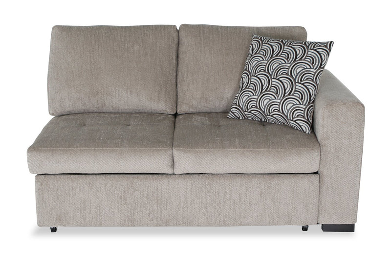 Sofa-lit sectionnel enveloppant de gauche Legend 2 pièces fabriqué au Canada en tissu de chenille - beige platine