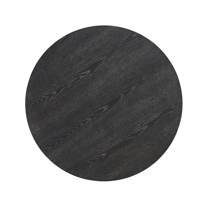 Table à café ronde Declan moderne de 31,5 po avec tablette - noire