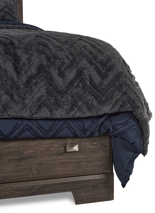 Ensemble de chambre à coucher Yorkdale 5 pièces avec lit de rangement à 6 tiroirs, commode et miroir, gris - format grand lit