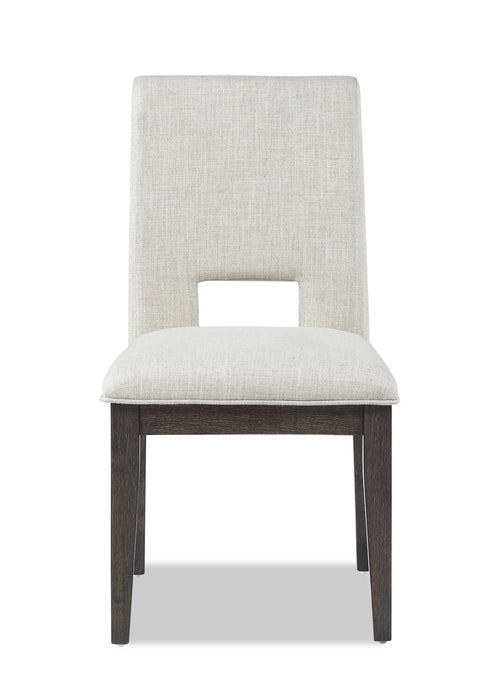 Chaise de salle à manger Zelda en tissu de chenille - blanche et brun espresso