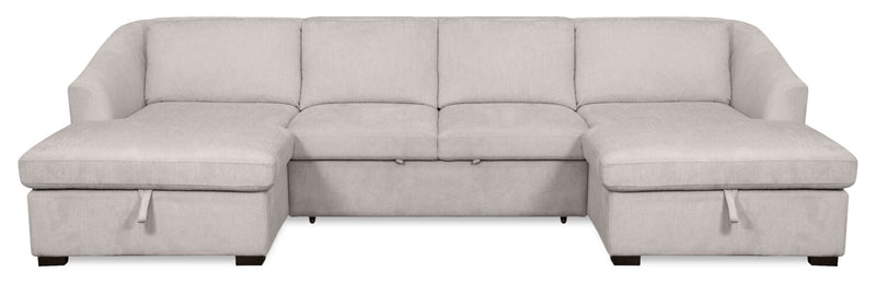 Sofa-lit sectionnel Envy 3 pièces en tissu de chenille avec 2 fauteuils longs de rangement - gris brouillard