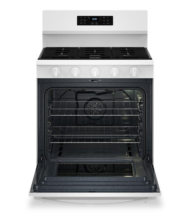 Cuisinière à gaz Whirlpool de 5 pi³ avec friture à air et autonettoyage - blanche - WFGS5030RW