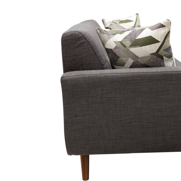 Sofa Freeman de Kort & Co. de 80 po de format condo en tissu d’apparence lin avec base et pattes en bois - gris anthracite